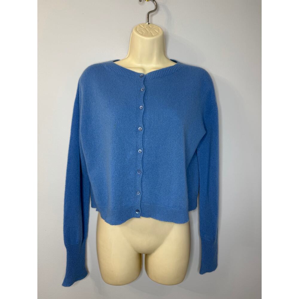 Dixie Cashmere Crop Cardigan Soft Casual Women's S Blue
